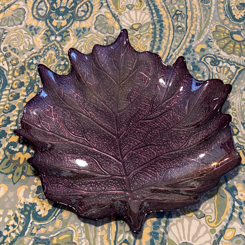 Beautiful Large Turkish Glass Purple Leaf Decor